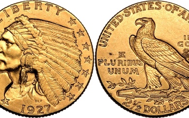 United States: Quarter Eagle Indian Head 1927 Gold 2 1/2 Dollars