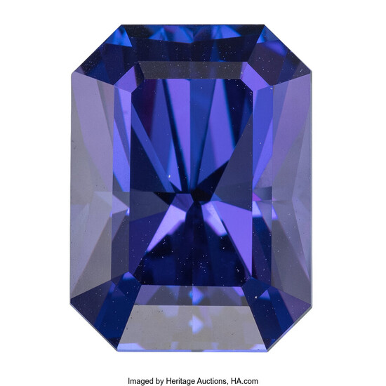 Unmounted Tanzanite Tanzanite: Cut-cornered rectangular-shaped weighing 10.34 carats Dimensions:...