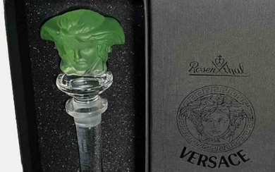 VERSACE Rosenthal "Medusa" GREEN Crystal Designer Wine Bottle Stopper With Box