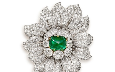 Van Cleef & Arpels A Unique ‘Dahlia’ Emerald and Diamond Brooch | 獨一無二 梵克雅寶 | 'Dahlia' 8.09克拉 「哥倫比亞」 祖母綠 及 鑽石胸針