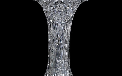 Vase, American Brilliant Cut Glass, Signed Libbey
