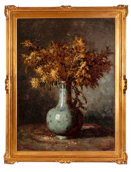 Vase de fleurs Huile sur toile, trace de... - Lot 149 - Euvrard & Fabre