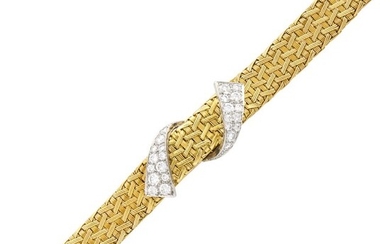 Verdura Gold, Platinum and Diamond Mesh Bracelet-Watch, France
