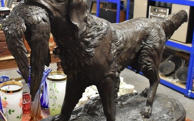 Very Large Bronze Retriever Carrying Pheasant, approx 104cm ...