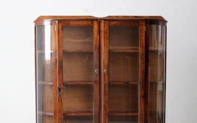 Vintage Curved Glass Curio Cabinet