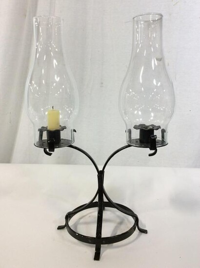 Vintage Metal and Glass Double Armed Candleholder