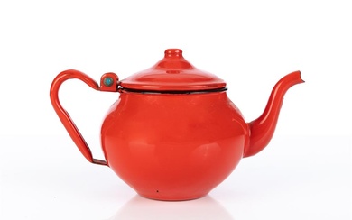 Vintage Red Enamel Teapot H:11cm x L:19cm