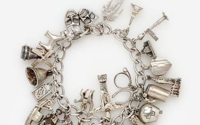 Vintage Sterling Charm Bracelet w/ 26 charms