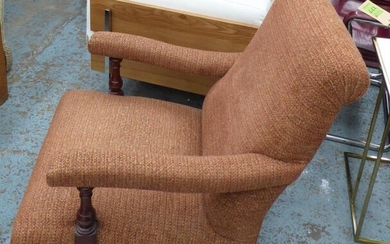 WESLEY-BARRELL OPEN ARMCHAIR, with umber fabric upholstery, 70cm W...