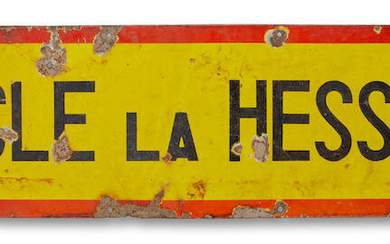 WORLD WAR II, BATTLE OF BASTOGNE: THE SIGN FOR THE HAMLET OF "ISLE LA HESSE," THE HQ OF THE 101st AIRBORNE DIVISION.
