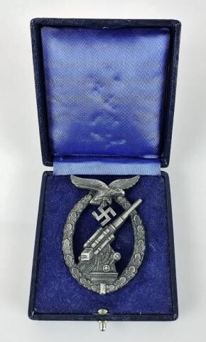 WW2 German Luftwaffe Flak Artillery Badge, Cased