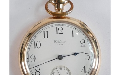 Waltham Riverside gents gold plated keyless pocket watch, 50...