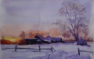 Watercolor painting Sunset Serdyuk Boris Petrovich