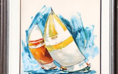Wayland Moore, Two Sailboats, Lithograph