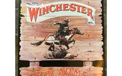 Winchester Firearms Metal Pub Bar Sign