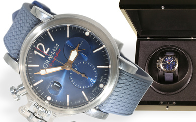 Wristwatch: like new oversize chronograph, Graham "Chronofighter Grand Vintage Left Hand" 2CVDS, full set