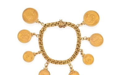 YELLOW GOLD COIN CHARM BRACELET