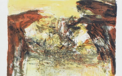 ZAO Wou-Ki (1921-2013) "Composition jaune et rouge",1974, lithographie