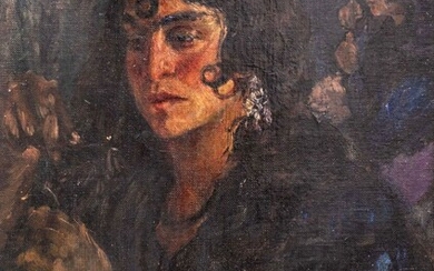 ZO Achille (1826-1901) "Portrait d'une jeune femme espagnole" Huile sur toile, signée en bas à...