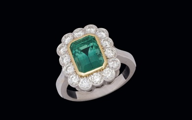 Zambian emerald and diamond ring