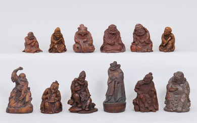 iGavel Auctions: Group of (12) Chinese carved bamboo figures. FR3SH.