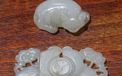 (lot of 2) Chinese white jade carvings