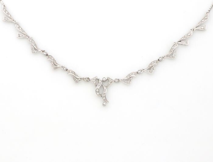 no reserve price - 18 kt. White gold - Necklace - 1.00 ct Diamonds