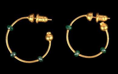 Gold vintage Arabian style earrings with green stones [Vintage]