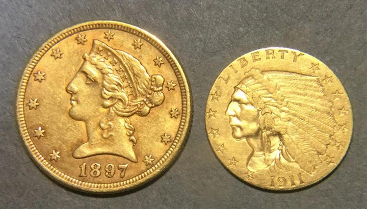 1 Liberty Head & Indian $2.5 Gold Coins