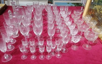 1 Set of antique cut crystal glasses including...