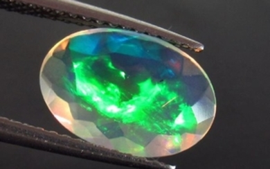 1.44 Ct Genuine Multi-Color Fire Faceted Opal Oval Cut