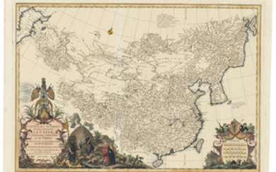 DU HALDE, Jean Baptiste (1674-1743) – ANVILLE, Jean Baptiste Bourguignon d' (1697-1782). Carte la Plus Generale et qui Comprend la Chine, la Tartarie Chinoise, et le Thibet. [Paris:] 1734.