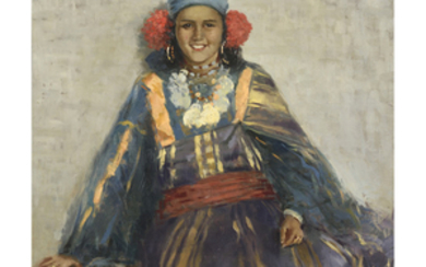MARIO RIDOLA (1890-1972) JEUNE TUNISENNE ASSISE YOUNG SEATED TUNISIAN GIRL...