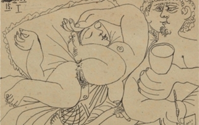 Pablo Picasso, Nu couché et homme écrivant (Sleeping Nude and Man Writing)