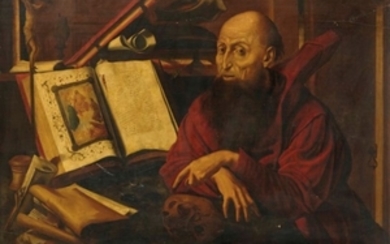 Studio of Marinus van Reymerswaele (Reimerswaal 1490-1546 Goes), Saint Jerome in his studio