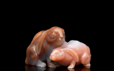 An agate carving of rabbits