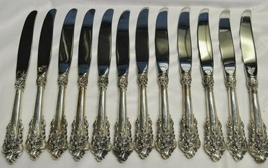 12 WALLACE GRANDE BAROQUE STERLING SILVER DINNER KNIVES