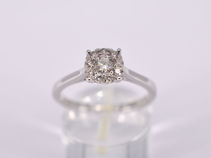 14 kt. White gold - Ring - 0.46 ct Diamond