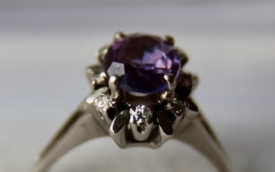 14 kt. White gold - Ring - 2.12 ct Amethyst - Diamonds, excellent state