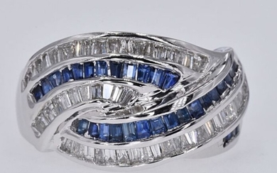 14 kt. White gold - Ring - 2.26 ct Sapphire - Diamonds