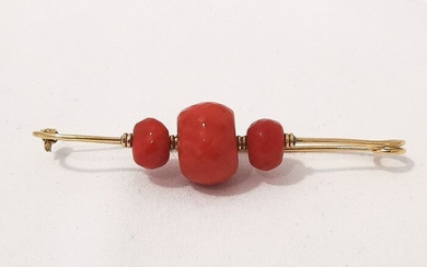 14 kt. Yellow gold - Brooch Coral