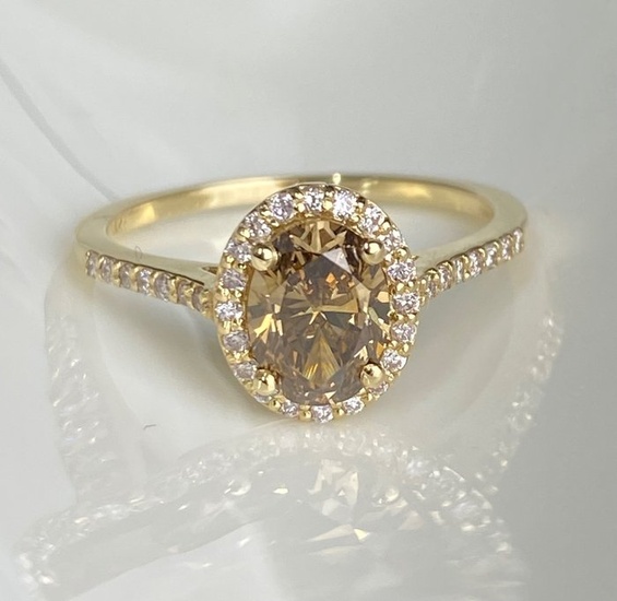 14 kt. Yellow gold - Ring - 1.06 ct Diamond - Diamonds