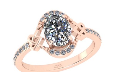 1.40 Ctw SI2/I1 Diamond 14K Rose Gold Engagement Halo Ring