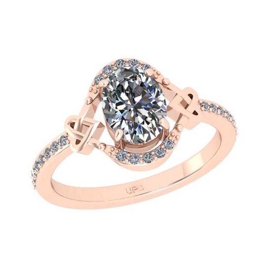 1.40 Ctw SI2/I1 Diamond 14K Rose Gold Engagement Halo Ring