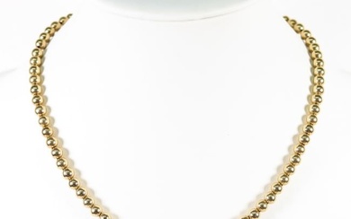 14K YELLOW GOLD BEADED NECKLACE, 18IN.