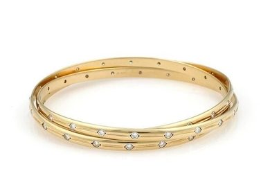 14K Yellow Gold Diamond Rolling Bangle Bracelet