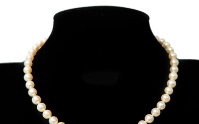 14k White Gold Cultured Pearl Single Strand Necklace