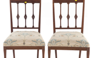 Pair of Edwardian Hepplewhite style mahogany side chairs