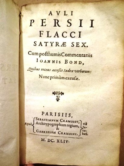 1644 Vellum Auli Persi Flacii Satyrae Sex