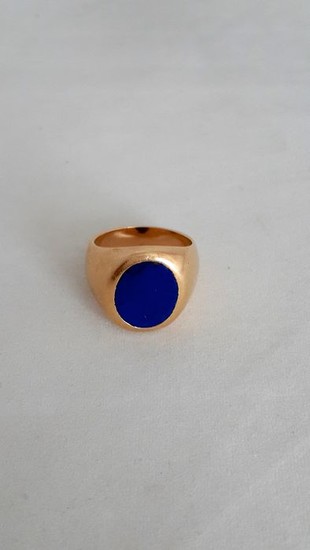 18 kt. Gold, Yellow gold - Ring, Chevaliere Lapis lazuli